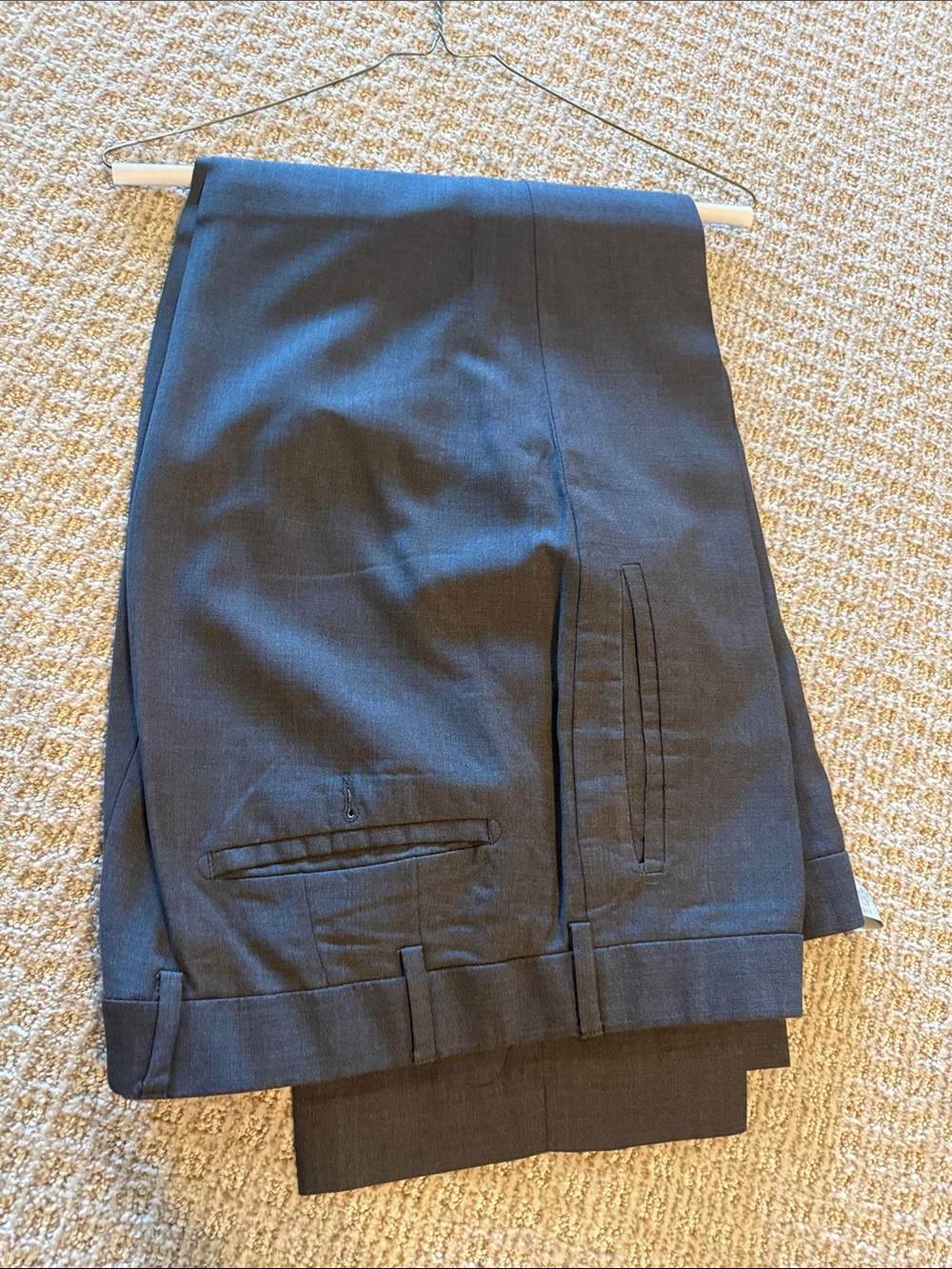 Men’s Zanella 100% wool flat front dress pants grey 36 waist 30” inseam dry